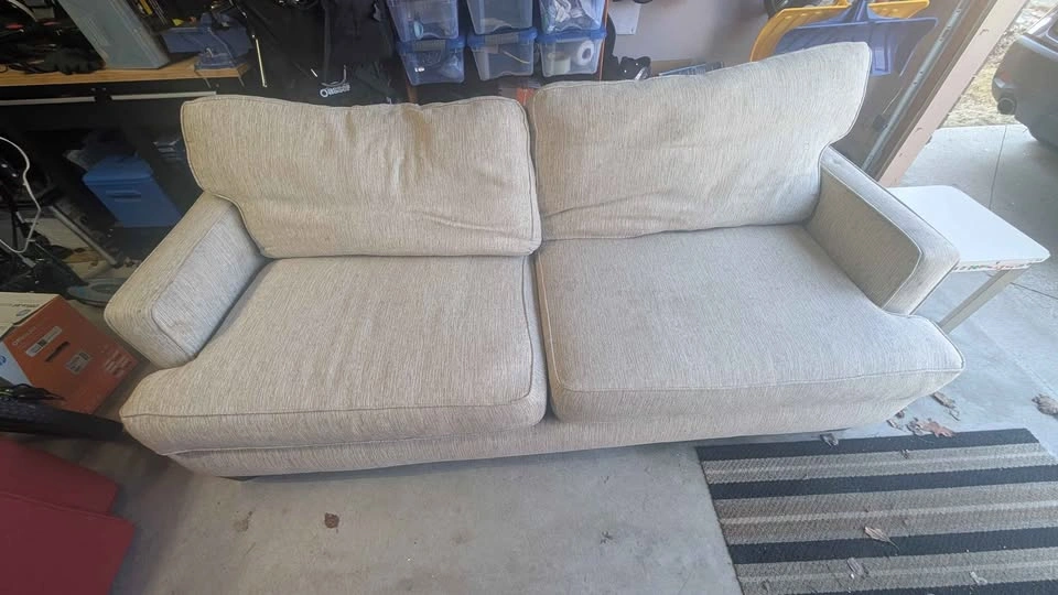 Beige Textured Fabric Sofa - photo 3