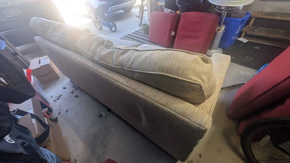 Beige Textured Fabric Sofa - photo 5