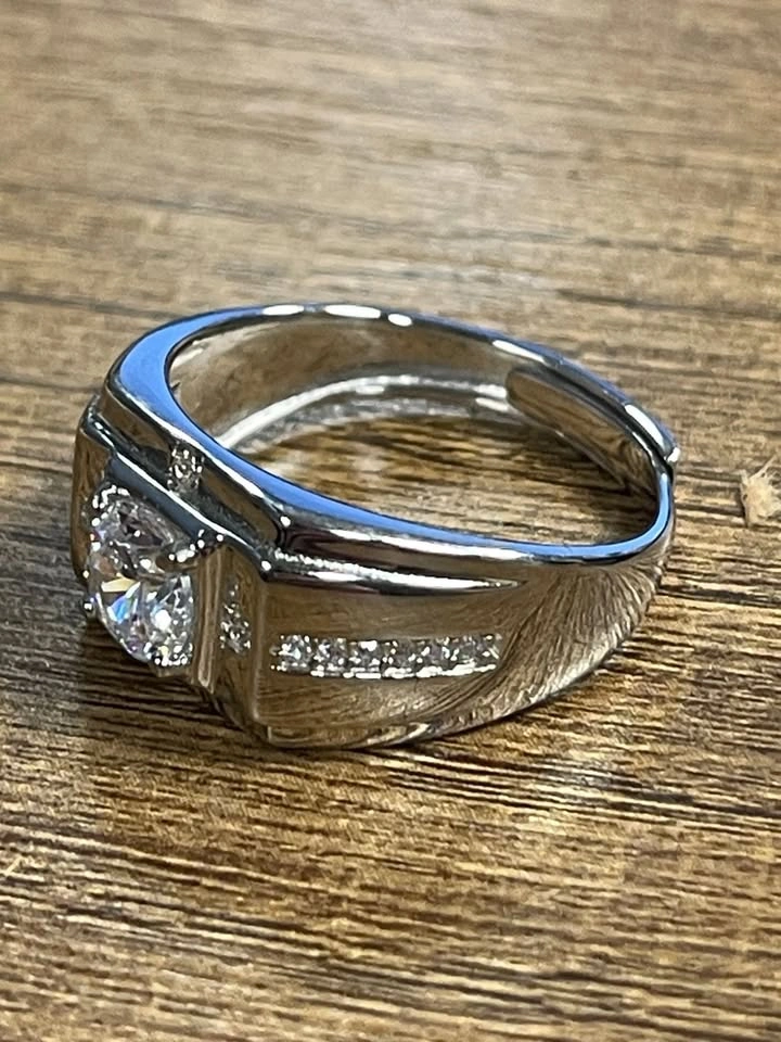 1.0ct Diamond CZ Men's Ring Resizable 925 Sterling Silver - photo 2