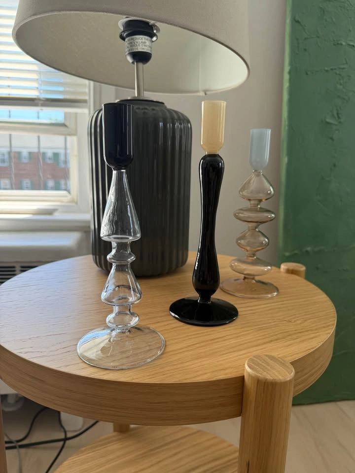CB2 Kava Glass Taper Candle Holders Set of 3 – New in Box - photo 2