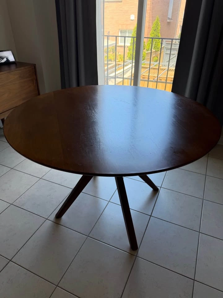 Structube Wood Round (4 ft dia) Walnut Table - photo 2