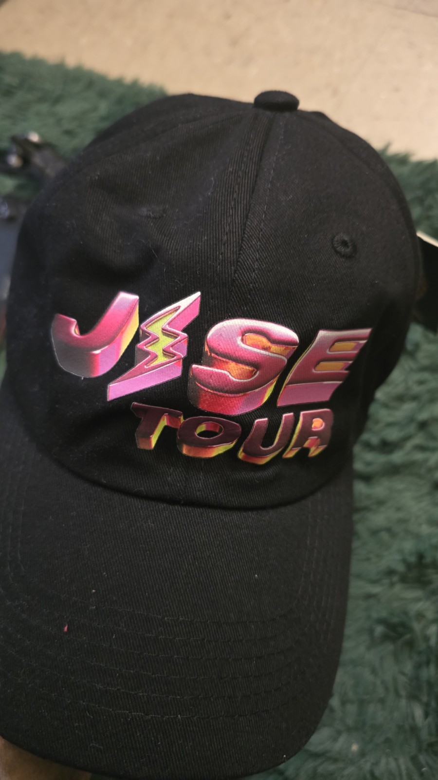 J Balvin Authentic Jose Tour Smiley Face Black Adjustable Hat Ca