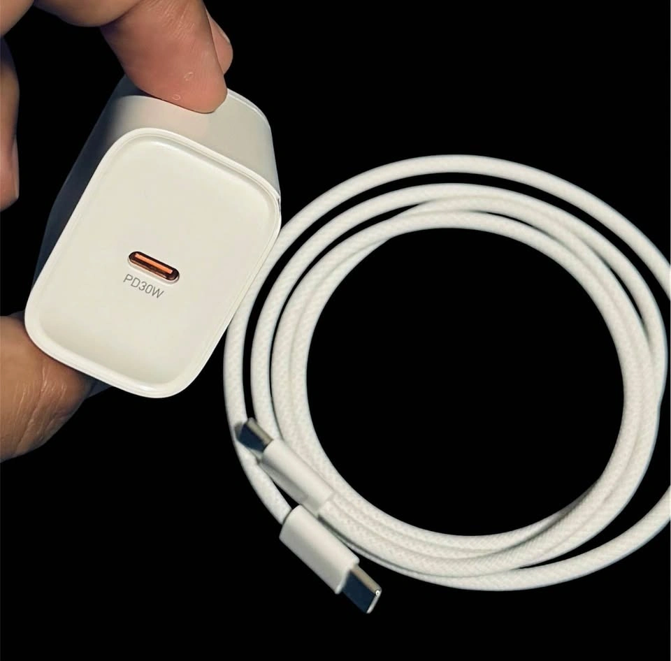 30W USB-C Fast Charger + Braided Cable for iPhone 15/16/17