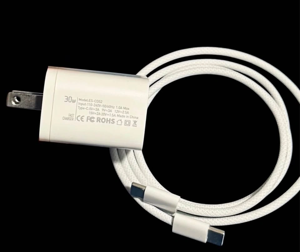 30W USB-C Fast Charger + Braided Cable for iPhone 15/16/17 - photo 2