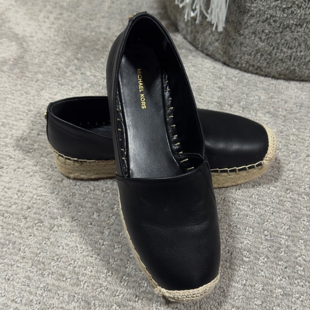 Michael Kors Black Leather Espadrilles