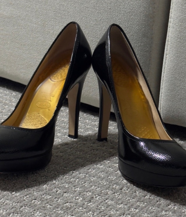 Calvin Klein Black Patent Platform Stiletto Pump/Heel