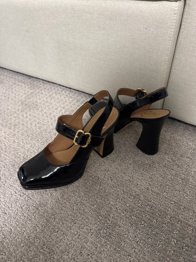 Sam Edelman Black Patent Mary Jane Slingback Heels