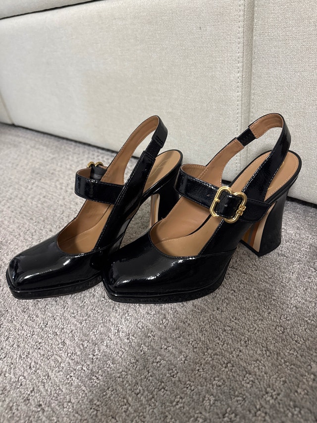 Sam Edelman Black Patent Mary Jane Slingback Heels - photo 3