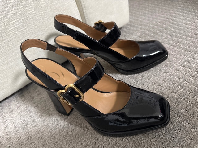Sam Edelman Black Patent Mary Jane Slingback Heels - photo 4