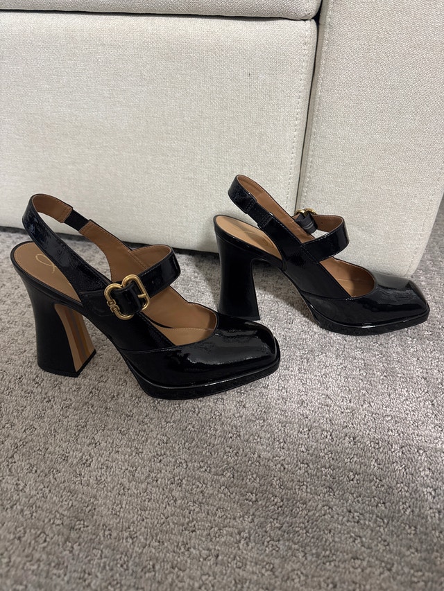 Sam Edelman Black Patent Mary Jane Slingback Heels - photo 5