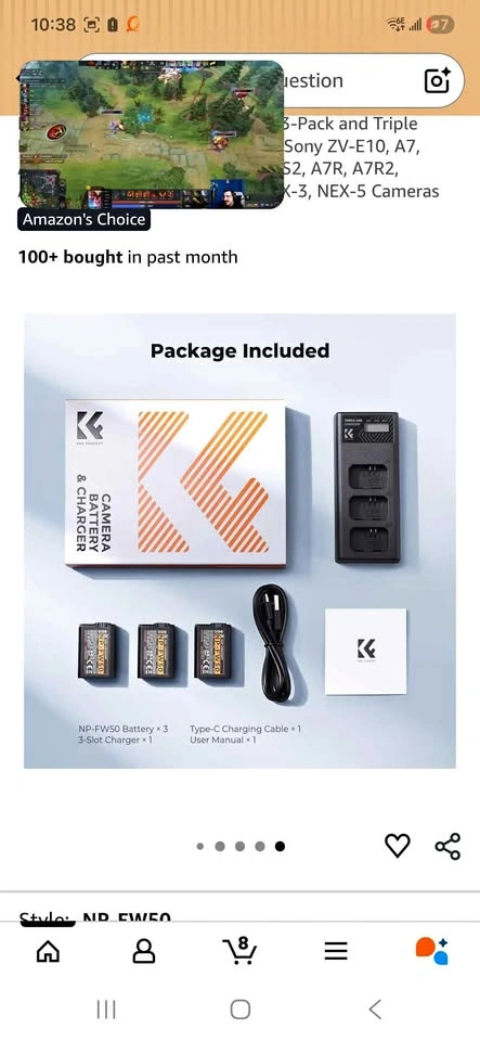 K&F CONCEPT NP-FW50 Battery 3-Pack and Charger for Sony