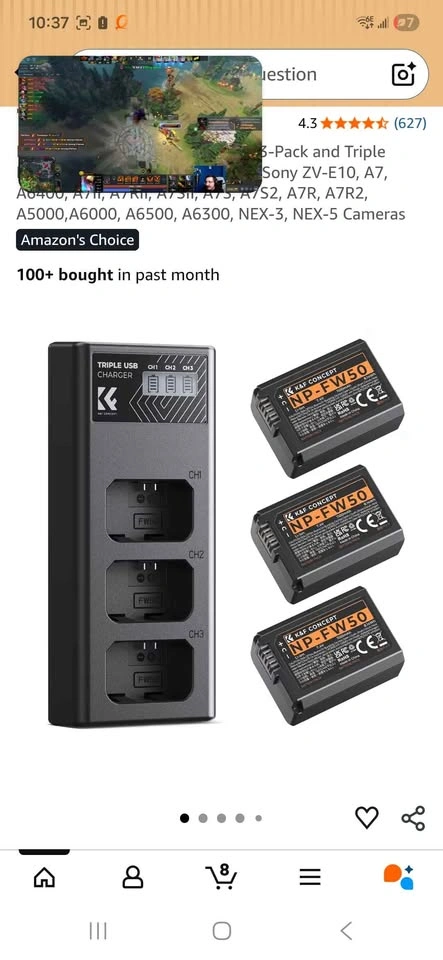 K&F CONCEPT NP-FW50 Battery 3-Pack and Charger for Sony - photo 4