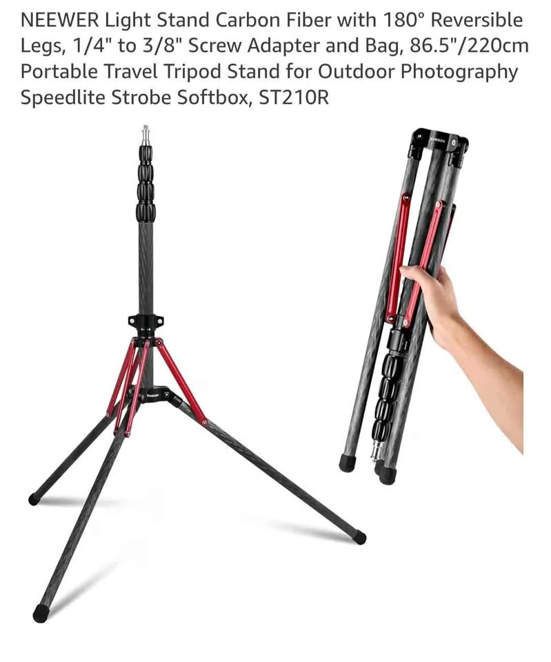 NEEWER Carbon Fiber Light Stand 86.5" with Bag