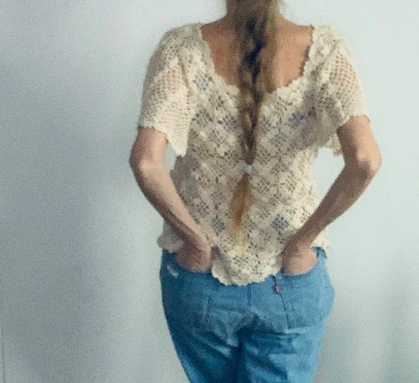 1970’s Genuine Vintage 100% Cotton Crocheted Top - photo 3