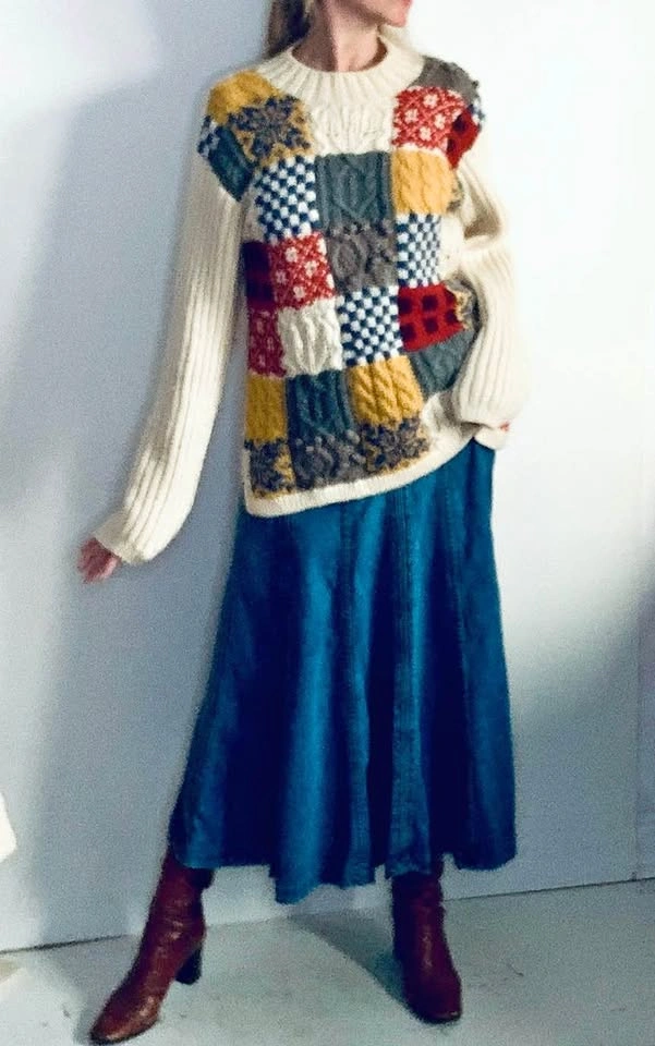Amazing Vintage Wool Patchwork Sweater