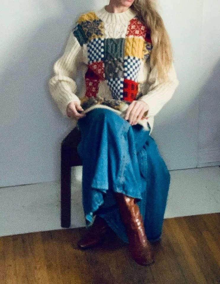 Amazing Vintage Wool Patchwork Sweater - photo 3