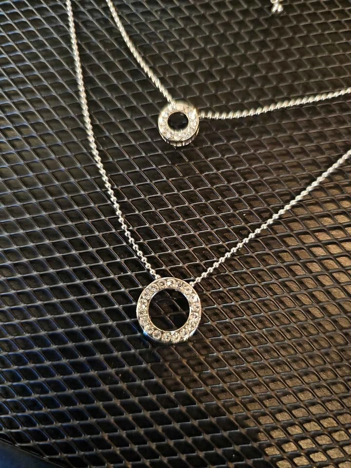 Silver-Tone Double Circle Layered Necklace - photo 2