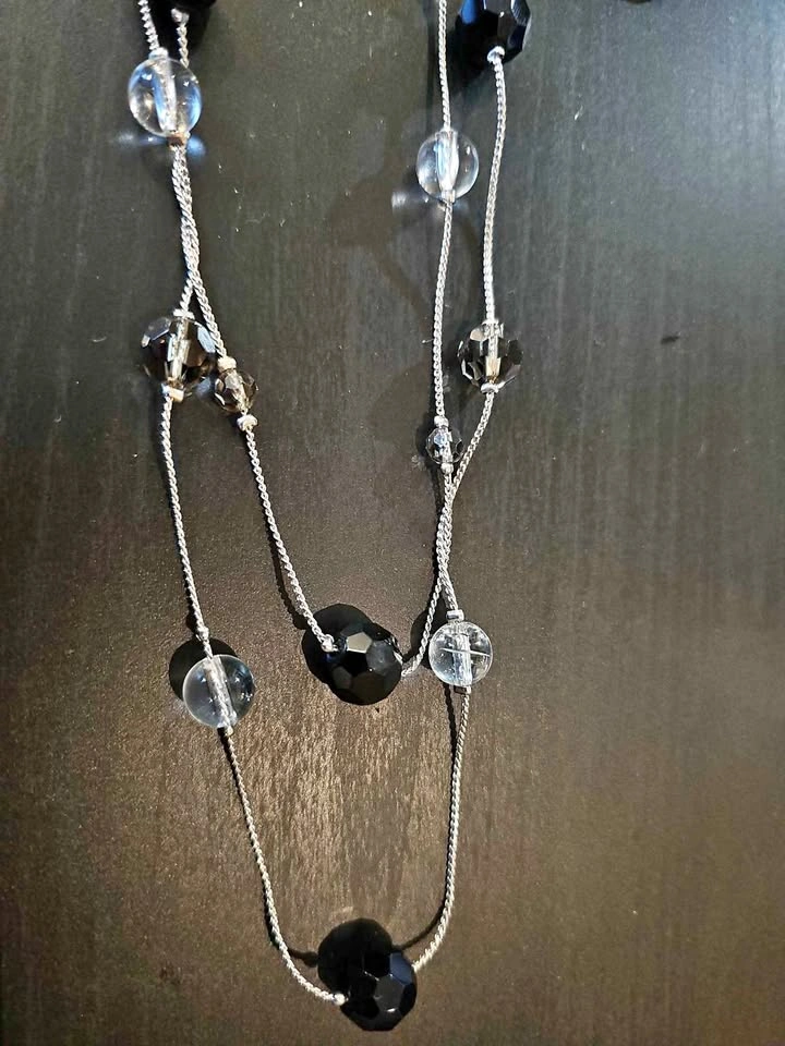 Black & Crystal Layered Necklace