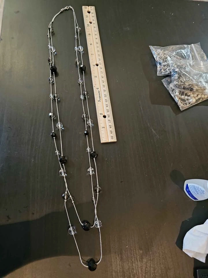 Black & Crystal Layered Necklace - photo 2