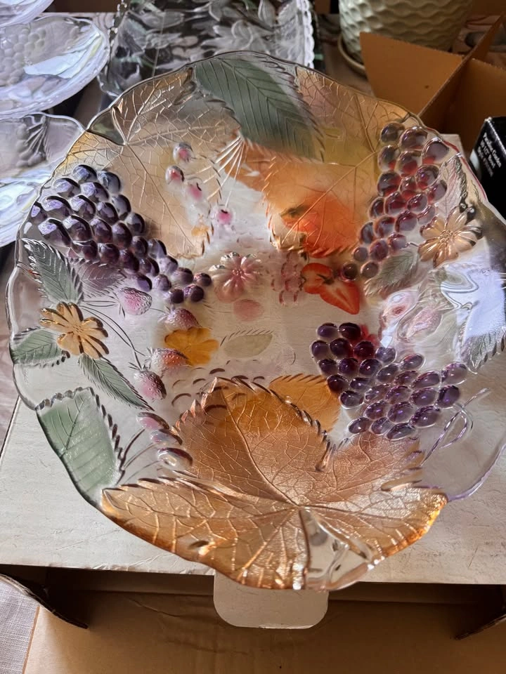 Savior vivre crystal serving bowl and 4 individual plates - photo 4