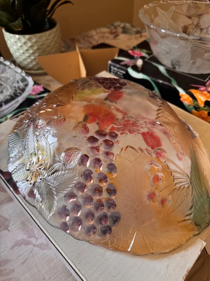 Savior vivre crystal serving bowl and 4 individual plates - photo 5