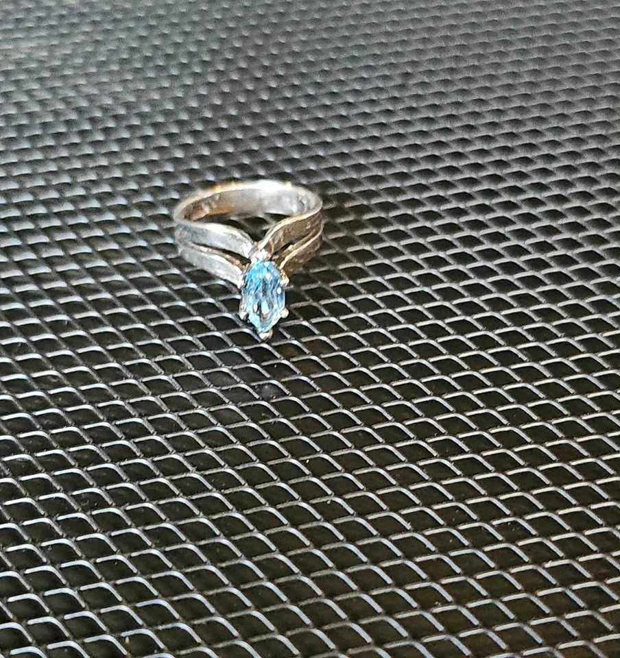 S925 Sterling Silver Aquamarine-Inspired Marquise Ring - photo 2