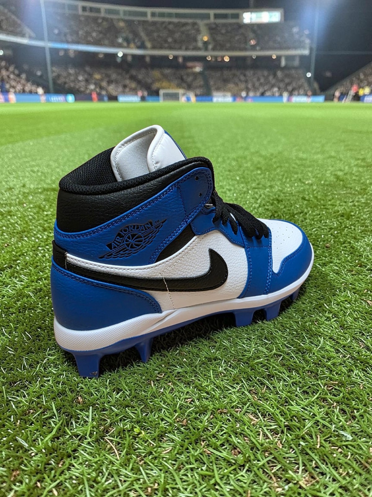 Nike Air Jordan 1 Mid Men's Baseball Cleats Blue/White/Black - photo 2
