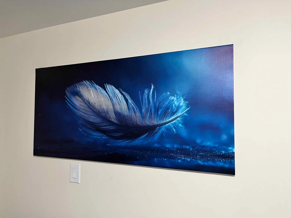 Large Luxury Canvas Wall Art – Blue Feather Design - photo 4
