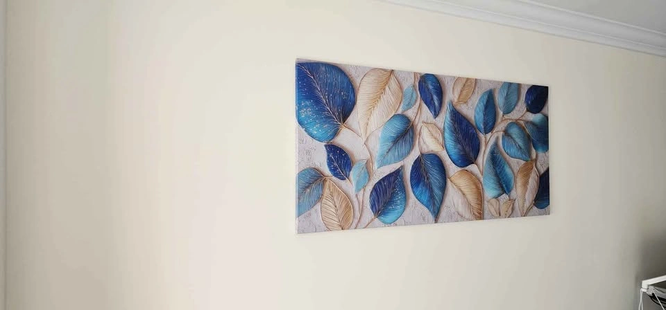 Beautiful Blue Gold Leaves Wall Art - photo 3