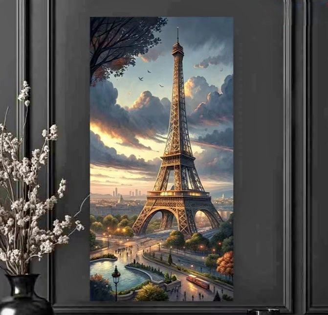 Eiffel Tower Wall Art / Vertical Canvas / Home Decor