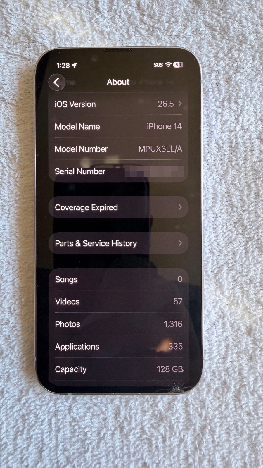 Apple iPhone 14 - 128 GB - Starlight (Unlocked) READ screen - photo 2