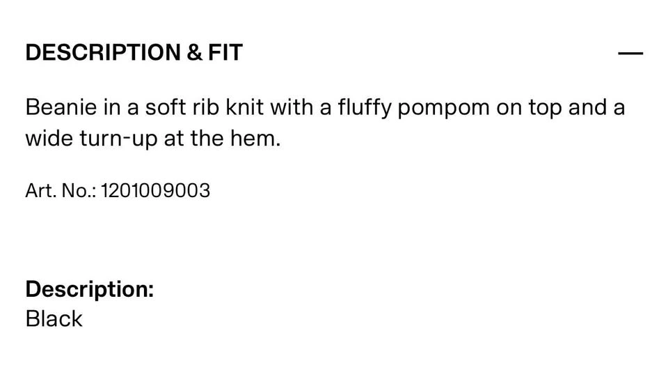 New H&M Black Pom Pom Beanie - photo 4
