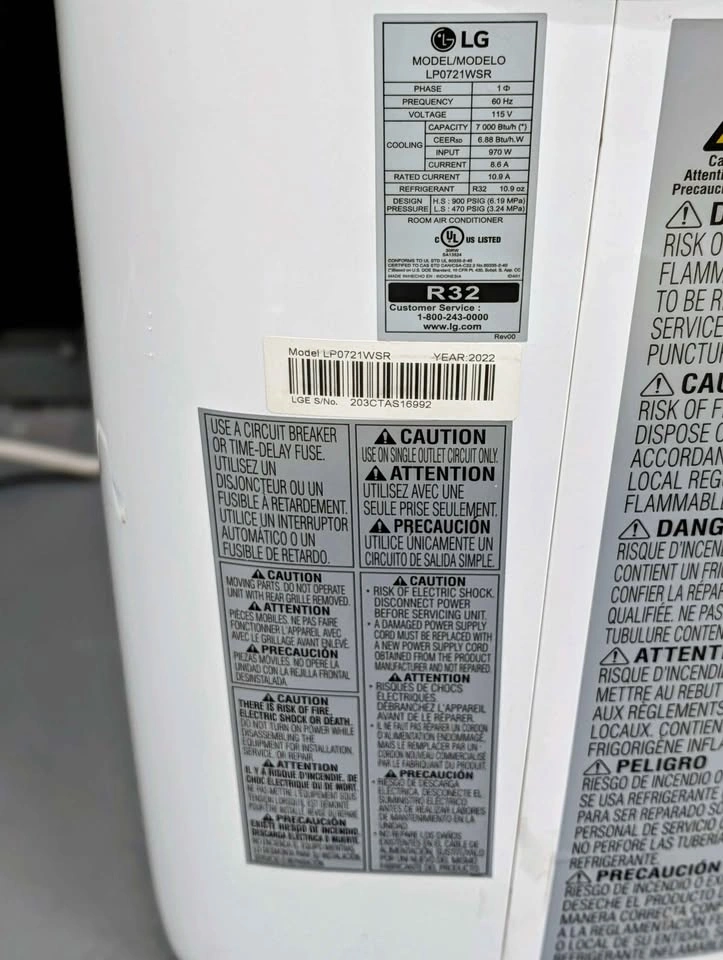 LG Portable Air Conditioner 7,000 BTU w/ Exhaust Hose - photo 5