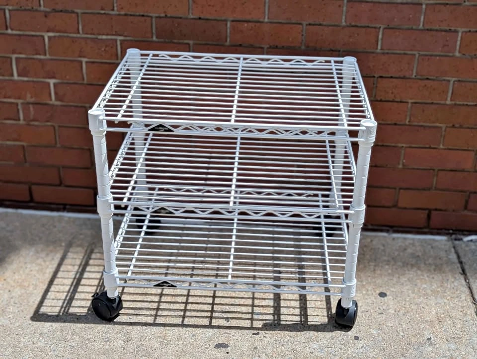 InterMetro Rolling Wire Utility Cart 3-Shelf White 18x24