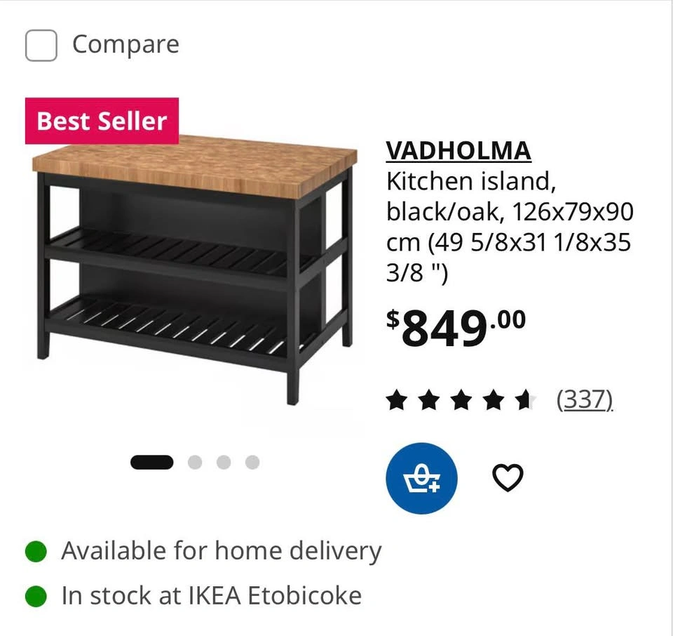 IKEA VADHOLMA Kitchen Island + 2 NORDVIKEN Stools & Cushions - photo 5