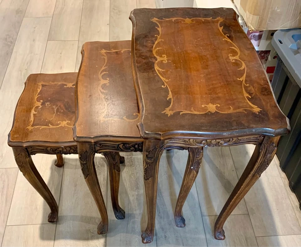 Vintage Italian Style Wood Nesting Tables (Set of 3) - photo 2