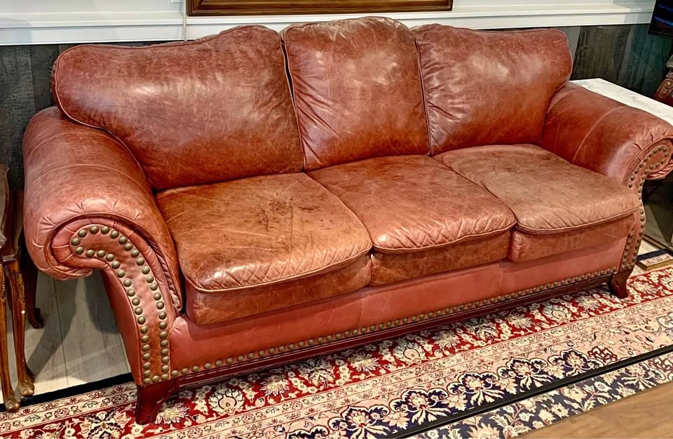 Vintage 2003 Oxblood Leather Living Room Set (4-Piece)