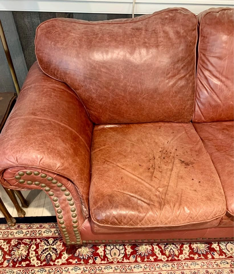 Vintage 2003 Oxblood Leather Living Room Set (4-Piece) - photo 2