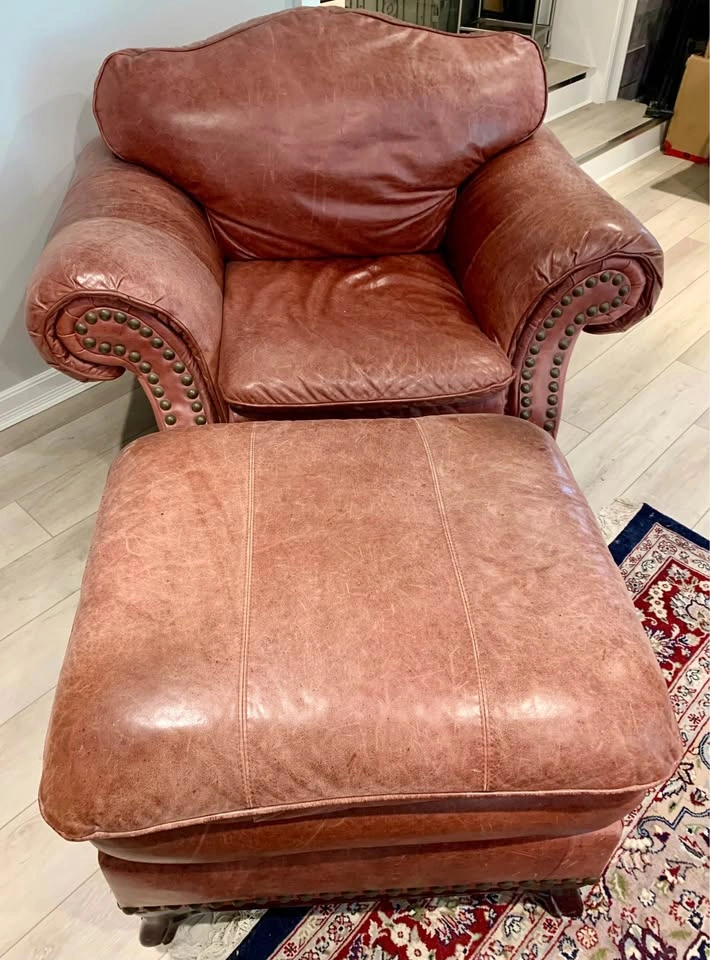 Vintage 2003 Oxblood Leather Living Room Set (4-Piece) - photo 4