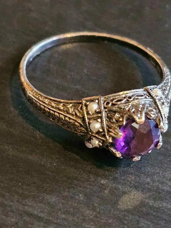 ✨ Vintage SS 925 Sterling Silver Amethyst Style Ring ✨ - photo 2