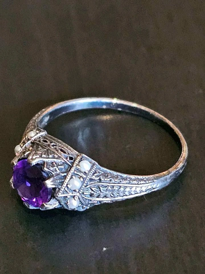 ✨ Vintage SS 925 Sterling Silver Amethyst Style Ring ✨ - photo 3
