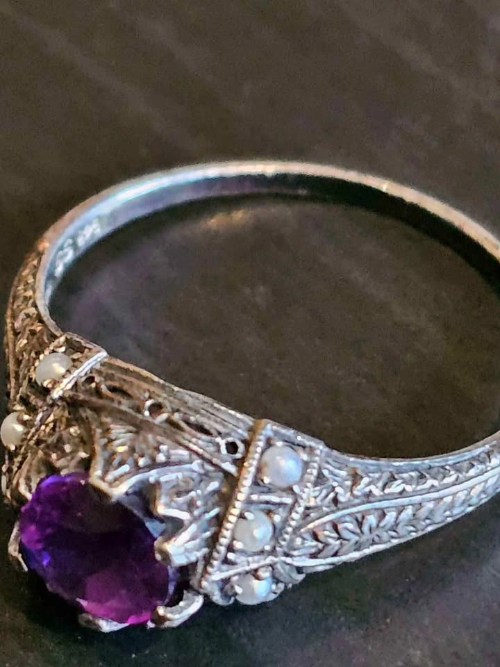 ✨ Vintage SS 925 Sterling Silver Amethyst Style Ring ✨ - photo 4