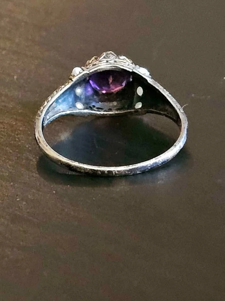 ✨ Vintage SS 925 Sterling Silver Amethyst Style Ring ✨ - photo 5