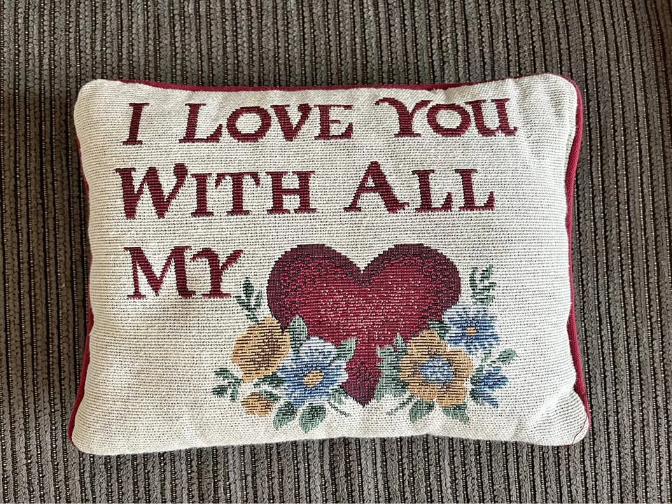 Cute embroidered I Love you pillow