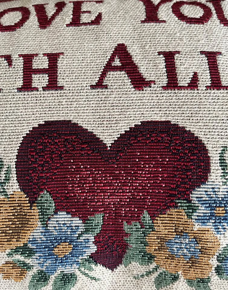 Cute embroidered I Love you pillow - photo 4