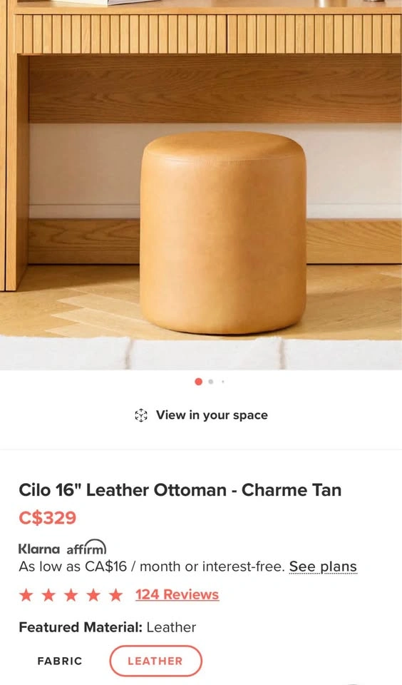 Leather Ottoman - photo 4
