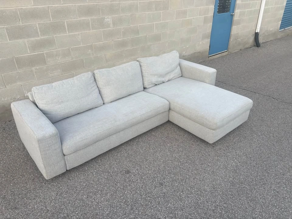 Light Grey Sectional Sofa with Chaise - photo 2
