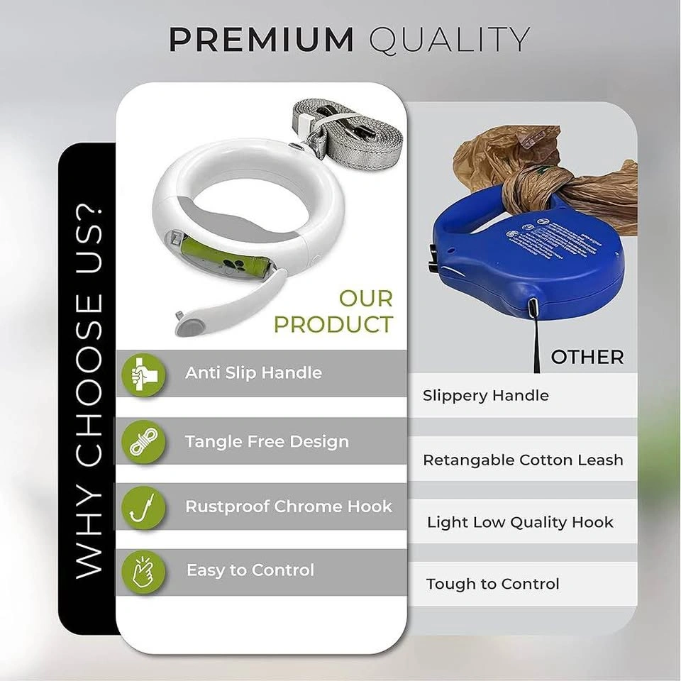 LED Dog Leash Adjustable Reflective Handsfree Poop Bag Dispenser - photo 3