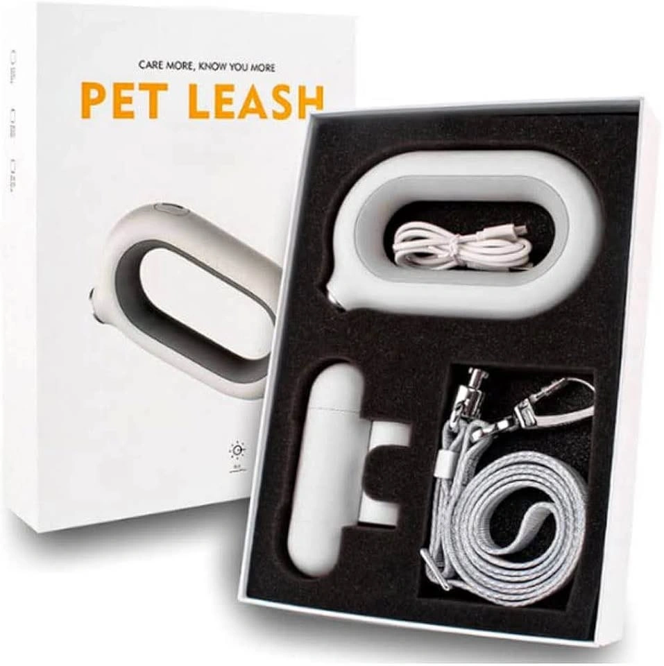 Retractable Pet Leash LED Light Poop Bag Dispenser