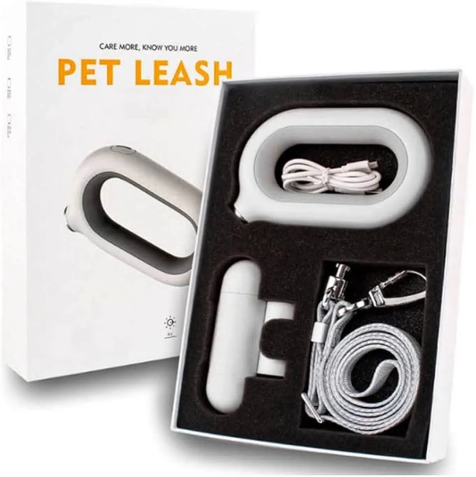 Retractable Pet Leash LED Light Poop Bag Dispenser